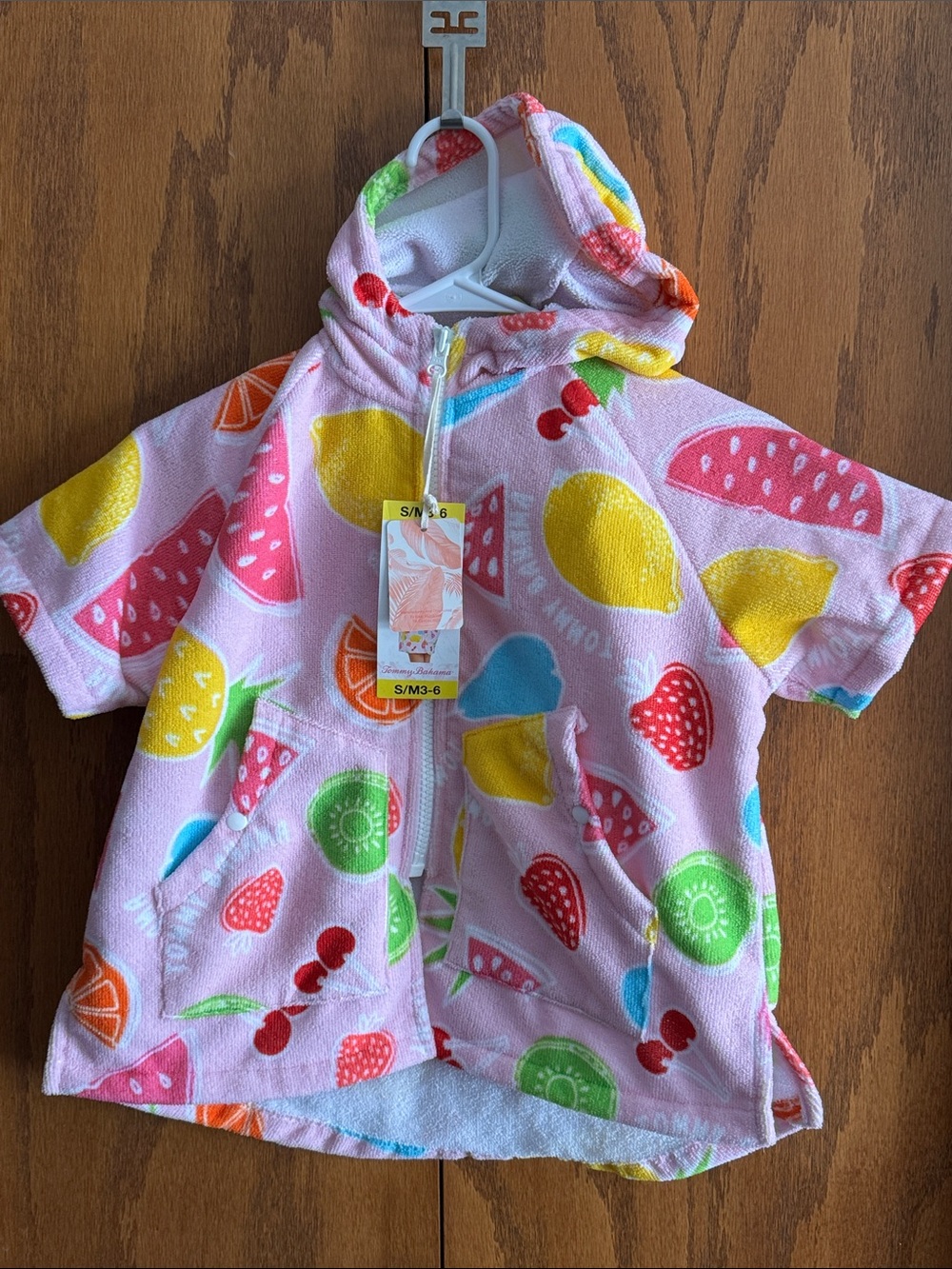Tommy Bahama Pink Fruit-Print Hooded Zip Cover-Up